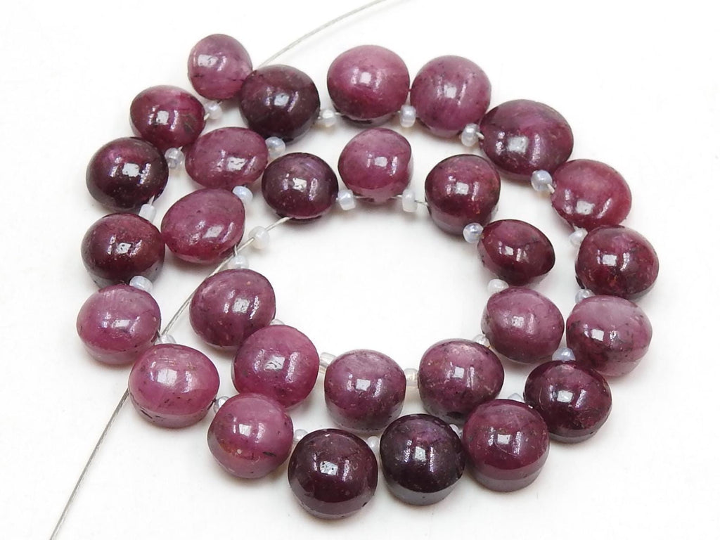 Natural Star Ruby Smooth Polished Round Cabochon Top Side Drilled Gemstone Briolette Beads 8-10MM Approx Wholesaler Supplies BR5