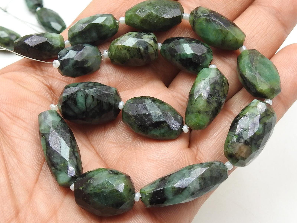 Emerald Faceted Tumble Nugget-12Inch Strand 15To24MM Long Approx-Wholesaler Supplies-New Arrival-Natural Stone TU1