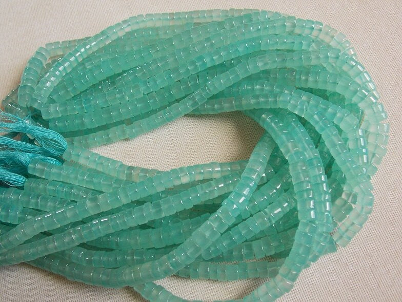 Aqua Blue Chalcedony Smooth Tire Bead 6-7MM Approx, 14Inches Strand Coin Button Wheel Shaped Natural Gemstone Jewelry Making Supplies PMECY2