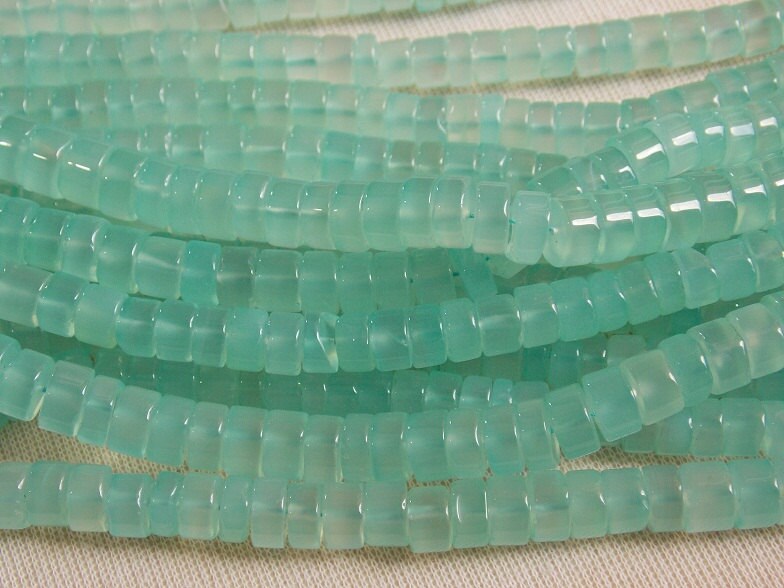 Aqua Blue Chalcedony Smooth Tire Bead 6-7MM Approx, 14Inches Strand Coin Button Wheel Shaped Natural Gemstone Jewelry Making Supplies PMECY2