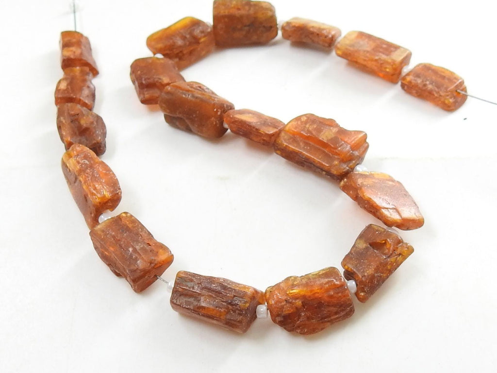 Natural Orange Kyanite Rough Nugget Beads 14-15mm Tumbled Raw Stone 10 Inch Strand for Jewelry Making Rare Gemstone Wholesaler Supplies