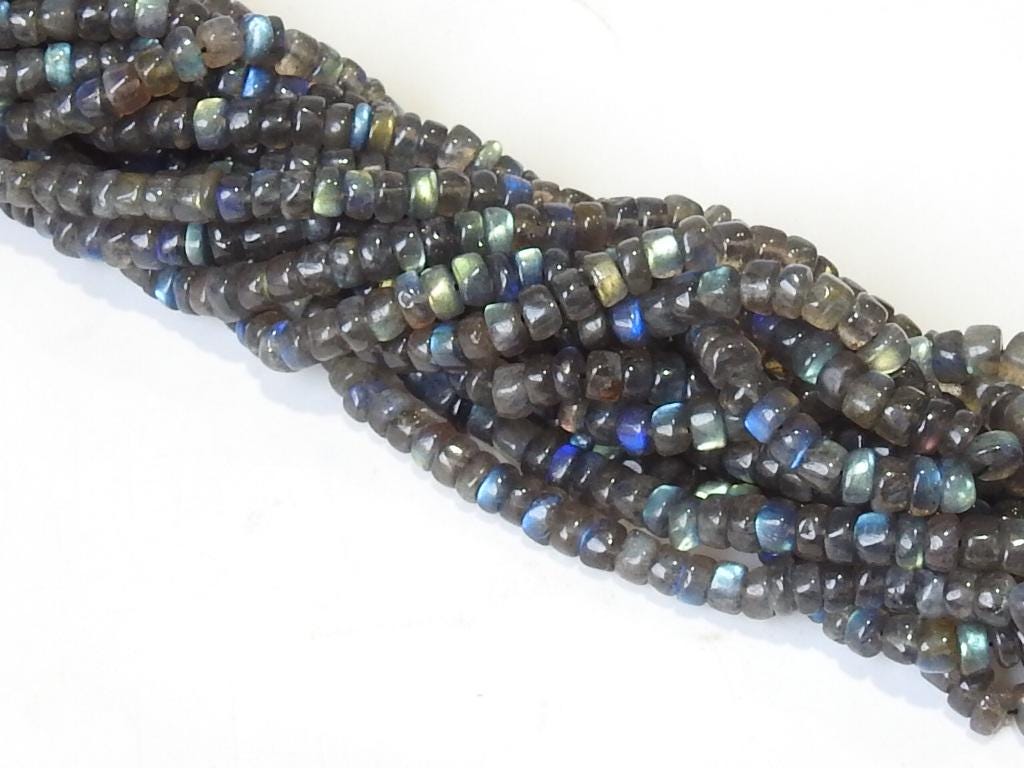 Labradorite Rondelle Beads 16Inch Strand Natural Smooth Polished Multi Fire Irregular Wheel Spacer Bead 5mm Gemstone Wholesale Supply PME-B5
