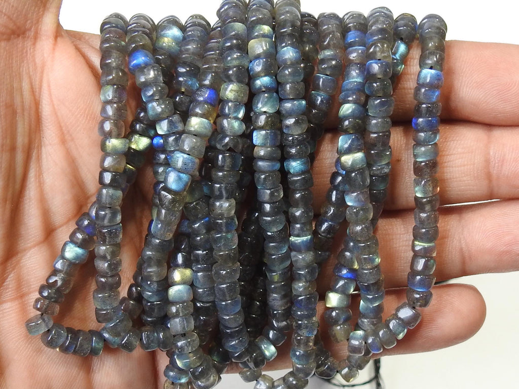 Labradorite Rondelle Beads 16Inch Strand Natural Smooth Polished Multi Fire Irregular Wheel Spacer Bead 5mm Gemstone Wholesale Supply PME-B5