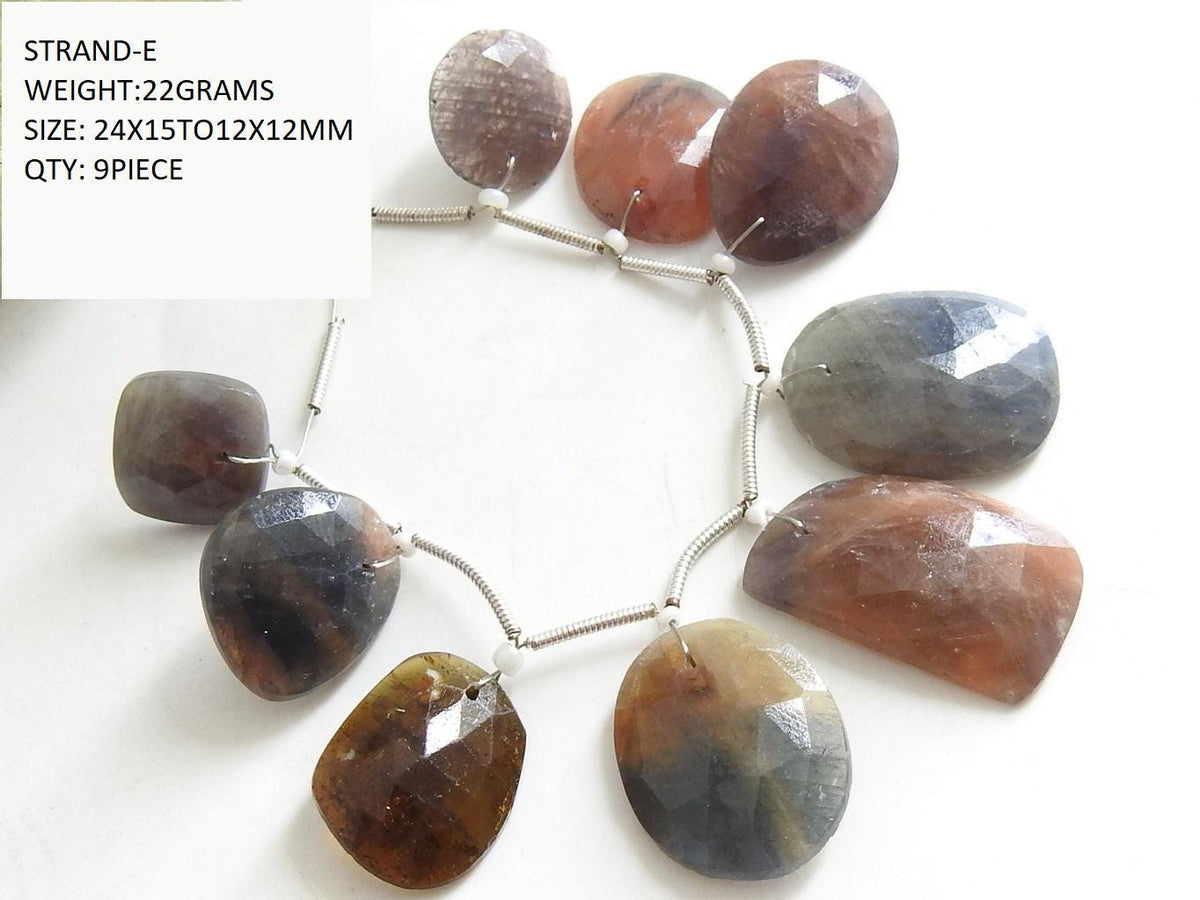 Multi Sapphire Faceted Fancy Shape Cabochon Briolette, Handmade Loose Stone, Natural Gemstone Wholesale Supplies Jewelry Making Strand