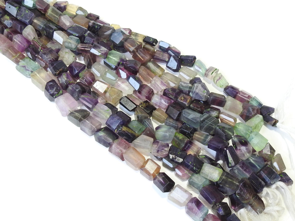 Faceted Fluorite Nugget Strand Multi Shaded Natural Stone 10 Inch Loose Gemstone Beads Wholesale Jewelry Making Craft Supplies Rainbow Lot