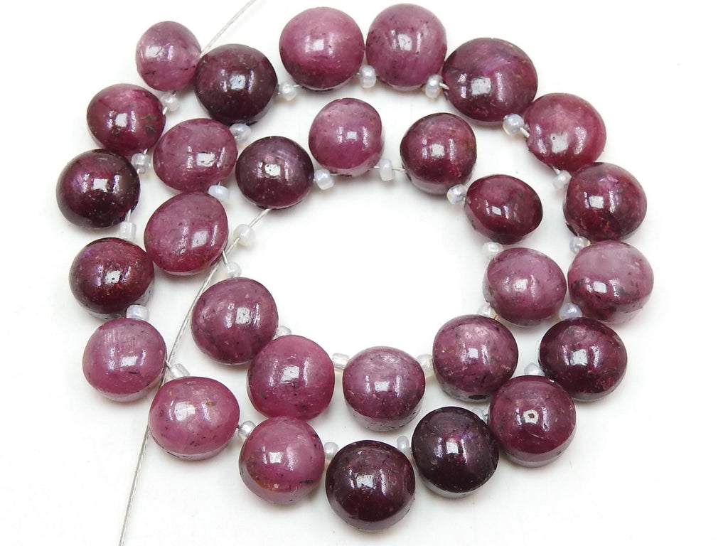 Natural Star Ruby Smooth Polished Round Cabochon Top Side Drilled Gemstone Briolette Beads 8-10MM Approx Wholesaler Supplies BR5