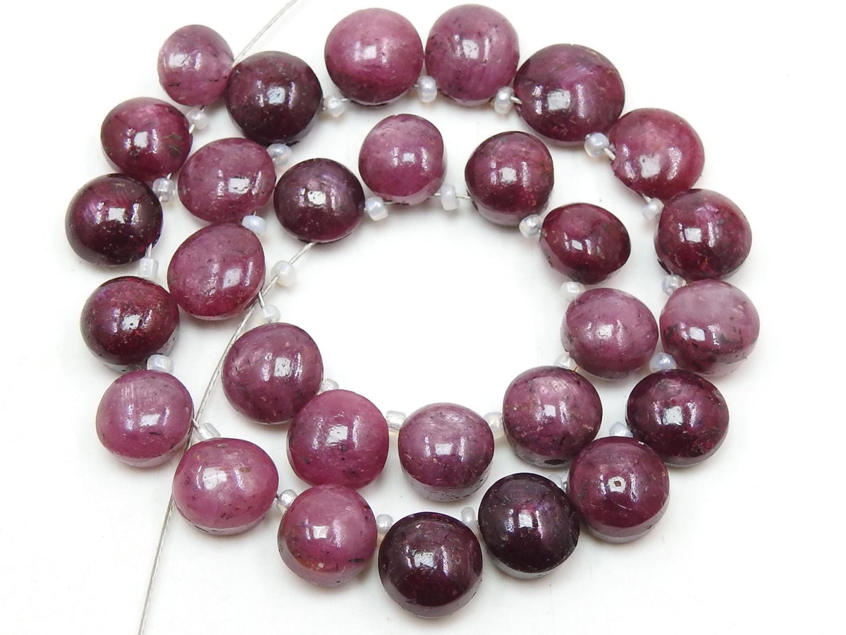 Natural Star Ruby Smooth Polished Round Cabochon Top Side Drilled Gemstone Briolette Beads 8-10MM Approx Wholesaler Supplies BR5