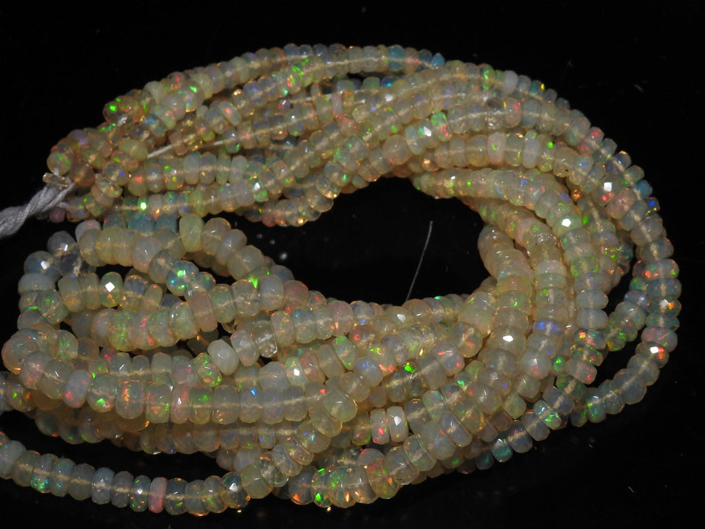 Ethiopian Opal Faceted Roundel Bead-Multi Fire Stone-For Making Jewelry-4To6MM Approx-Wholesaler Supplies PME-EO2