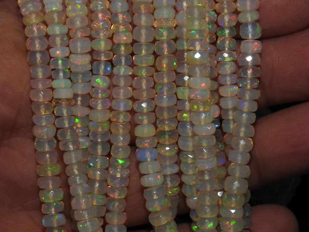 Ethiopian Opal Faceted Roundel Bead-Multi Fire Stone-For Making Jewelry-4To6MM Approx-Wholesaler Supplies PME-EO2