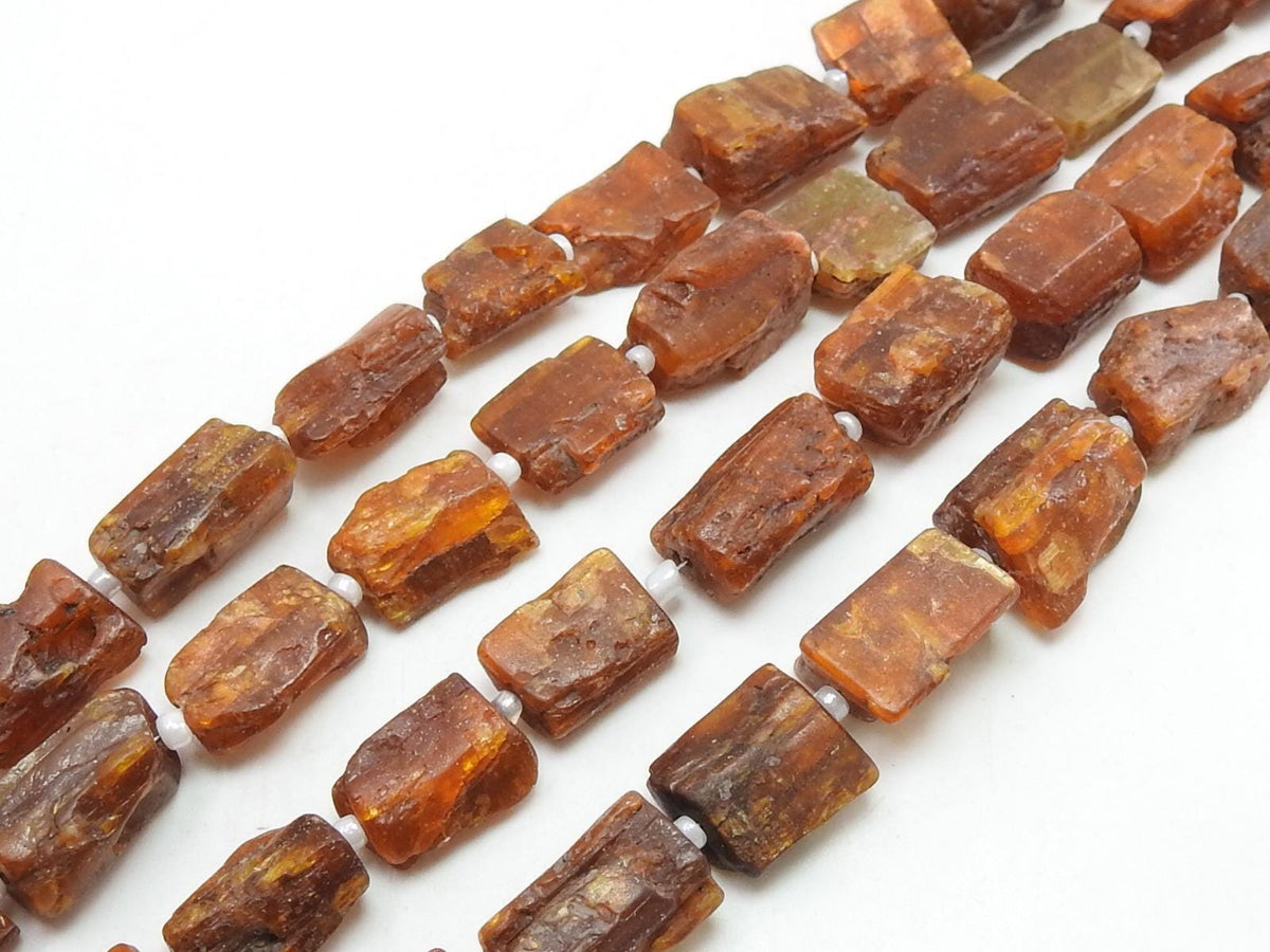 Natural Orange Kyanite Rough Nugget Beads 14-15mm Tumbled Raw Stone 10 Inch Strand for Jewelry Making Rare Gemstone Wholesaler Supplies