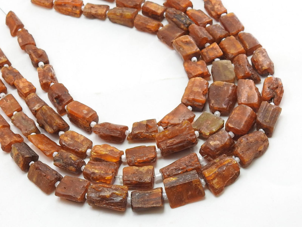 Natural Orange Kyanite Rough Nugget Beads 14-15mm Tumbled Raw Stone 10 Inch Strand for Jewelry Making Rare Gemstone Wholesaler Supplies