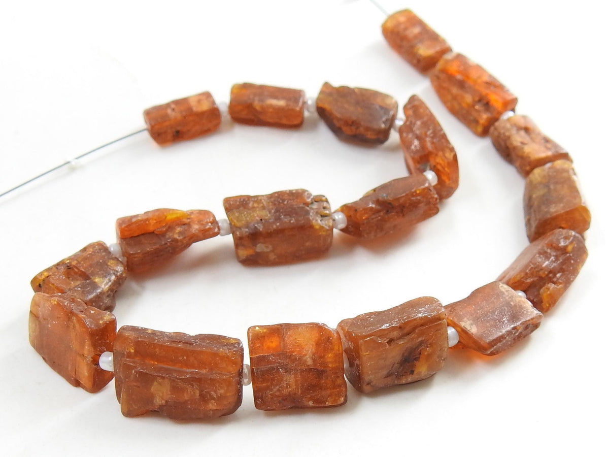 Natural Orange Kyanite Rough Nugget Beads 14-15mm Tumbled Raw Stone 10 Inch Strand for Jewelry Making Rare Gemstone Wholesaler Supplies