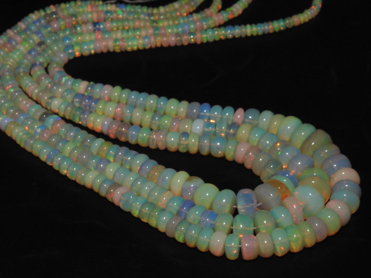 Ethiopian Opal Bead Multi Fire Smooth Polished Roundel Shape 16Inch 3-9MM Approx Wholesaler Supplies New Arrival Natural Stone MS-EO2