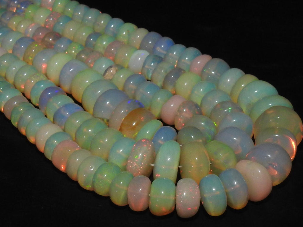 Ethiopian Opal Bead Multi Fire Smooth Polished Roundel Shape 16Inch 3-9MM Approx Wholesaler Supplies New Arrival Natural Stone MS-EO2