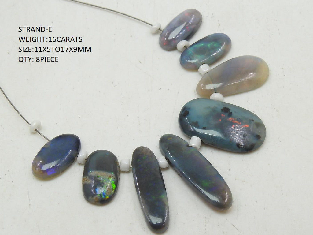 Natural Australian Opal Bead Strand, Smooth Polished Cabochon Briolette, Loose Gemstone for Jewelry Making, Genuine Fire Opal Focal Bead