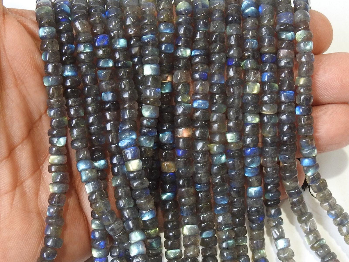 Labradorite Rondelle Beads 16Inch Strand Natural Smooth Polished Multi Fire Irregular Wheel Spacer Bead 5mm Gemstone Wholesale Supply PME-B5