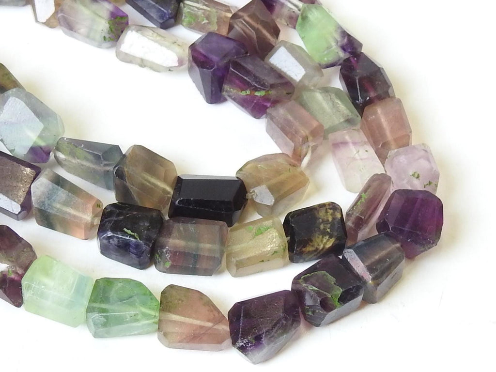 Faceted Fluorite Nugget Strand Multi Shaded Natural Stone 10 Inch Loose Gemstone Beads Wholesale Jewelry Making Craft Supplies Rainbow Lot