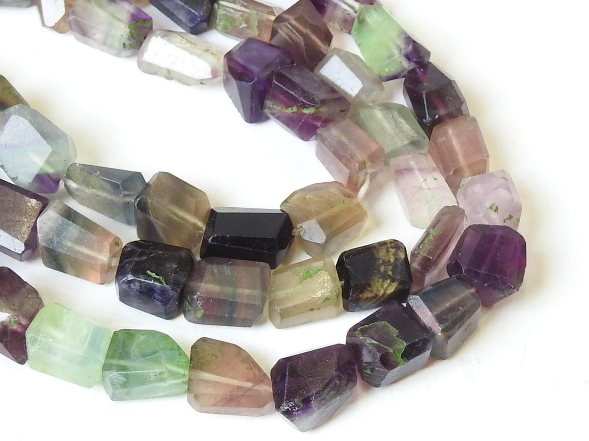 Faceted Fluorite Nugget Strand Multi Shaded Natural Stone 10 Inch Loose Gemstone Beads Wholesale Jewelry Making Craft Supplies Rainbow Lot