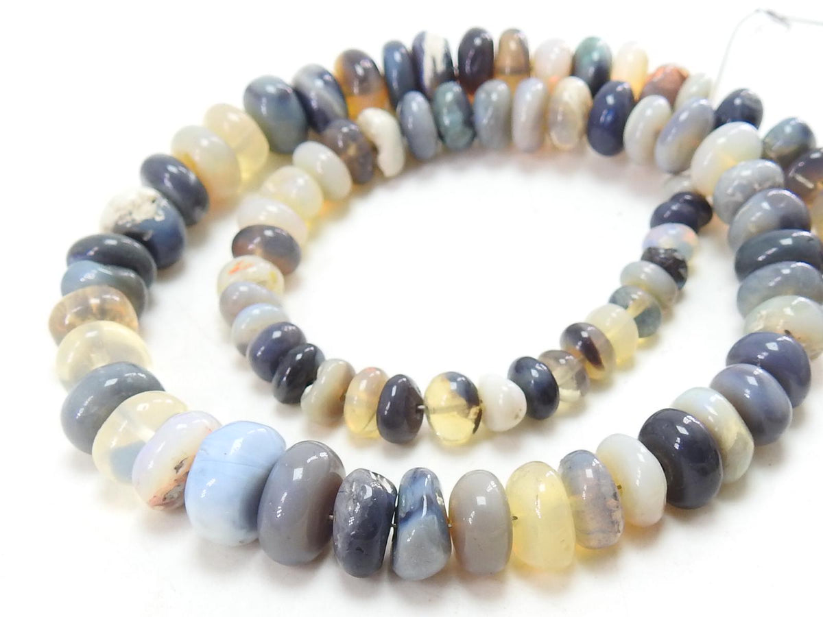 Natural Australian Opal Smooth Roundel Beads, 5-10mm Lightning Ridge Opal Strand, 15" Wholesale Gemstone Beads for Jewelry Making