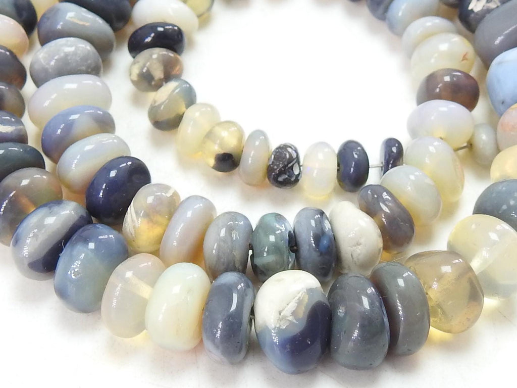 Natural Australian Opal Smooth Roundel Beads, 5-10mm Lightning Ridge Opal Strand, 15" Wholesale Gemstone Beads for Jewelry Making