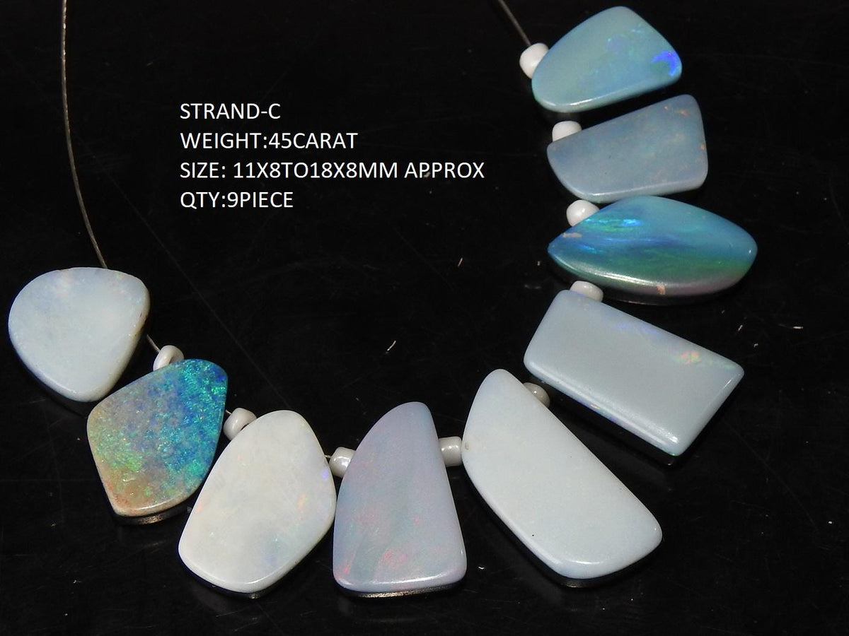 Australian Opal Bead, Doublet Multi Fire Smooth Polished Fancy Shape, Sideway Drill Cabochon Briolette, Natural Stone Jewelry Making Supply