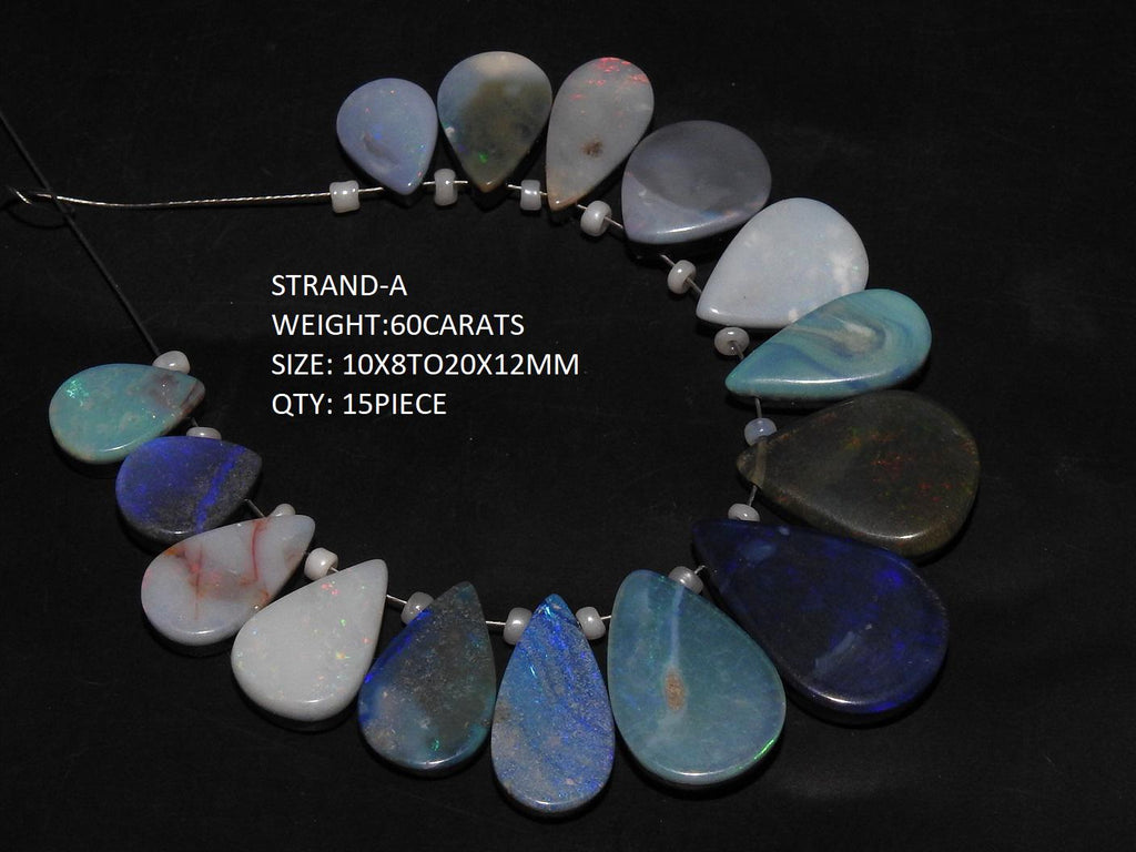 Australian Opal Doublet Bead-Multi Fire-Smooth Polished-Pear Shape Cabochon Briolette- Handmade Stone-Wholesaler Supplies-New Arrival MS