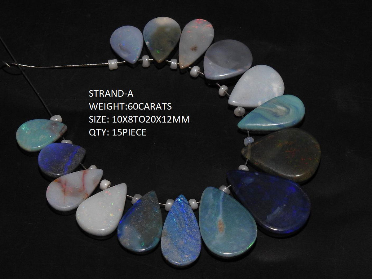 Australian Opal Doublet Bead-Multi Fire-Smooth Polished-Pear Shape Cabochon Briolette- Handmade Stone-Wholesaler Supplies-New Arrival MS