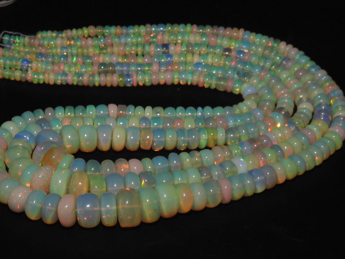 Ethiopian Opal Bead Multi Fire Smooth Polished Roundel Shape 16Inch 3-9MM Approx Wholesaler Supplies New Arrival Natural Stone MS-EO2
