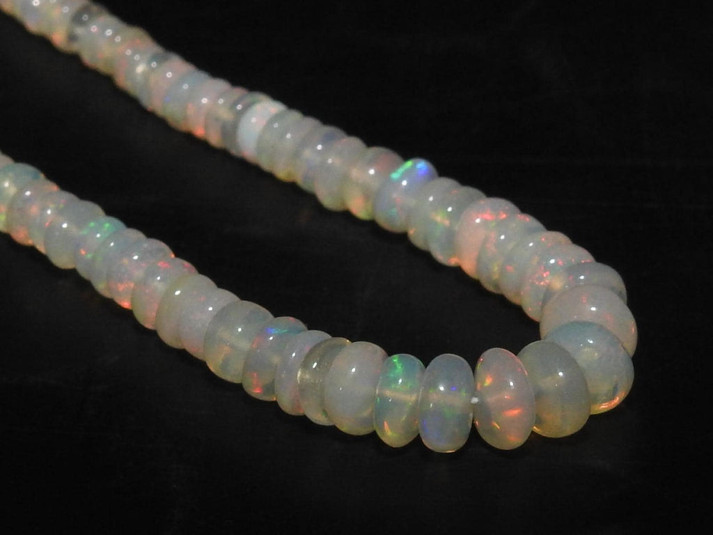 Natural Ethiopian Opal Beads, Multi Fire Smooth Polished Rondelle, 3-6mm Graduated 16 Inch Strand, Wholesale Precious Gemstone Supplies
