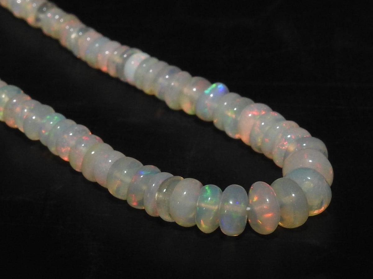 Natural Ethiopian Opal Beads, Multi Fire Smooth Polished Rondelle, 3-6mm Graduated 16 Inch Strand, Wholesale Precious Gemstone Supplies