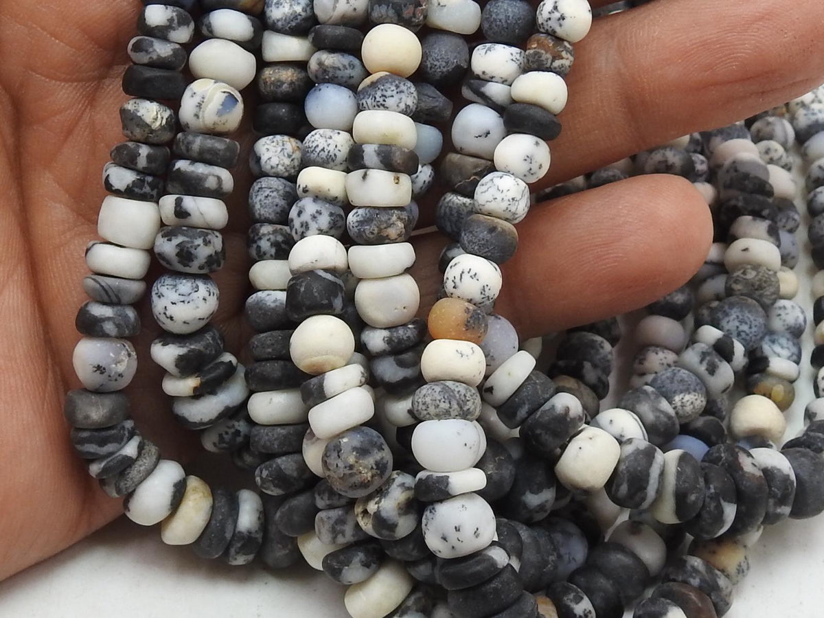 Dendrite Opal Bead-Smooth Matte Polished-Roundel Shape-12Inch 5-10MM Approx- Wholesaler Supplies-New Arrival WM-B8