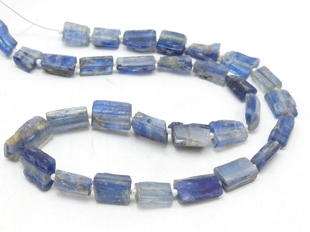 Blue Kyanite Beads, Natural Crystal Rough Tumble Nugget, Rectangle Shape 10-15mm Long, 16 Inch Loose Strand Wholesale Jewelry Supplies