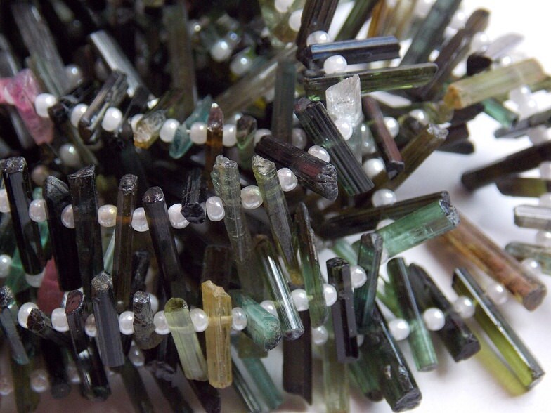 Multi Color Tourmaline Natural Rough Stick Beads 10 Inch Strand 15x2-5x2mm Raw Point Nugget Loose Stone Wholesale Jewelry Supplies RB2