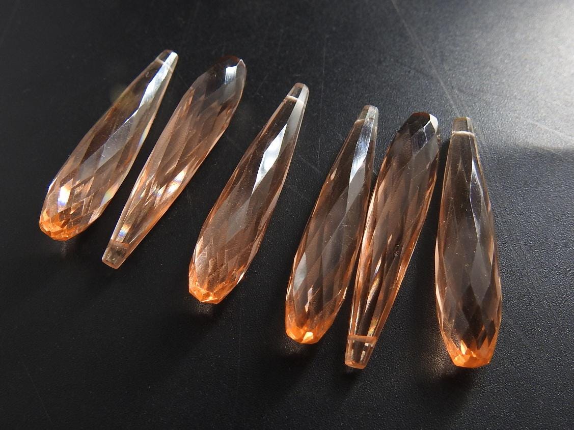 Quartz Faceted Elongated Drop Beads 35mm long  2 Piece Crystal Tear Drop Pendant Charms, Wholesale Jewelry Making Supplies Bulk PME-QA