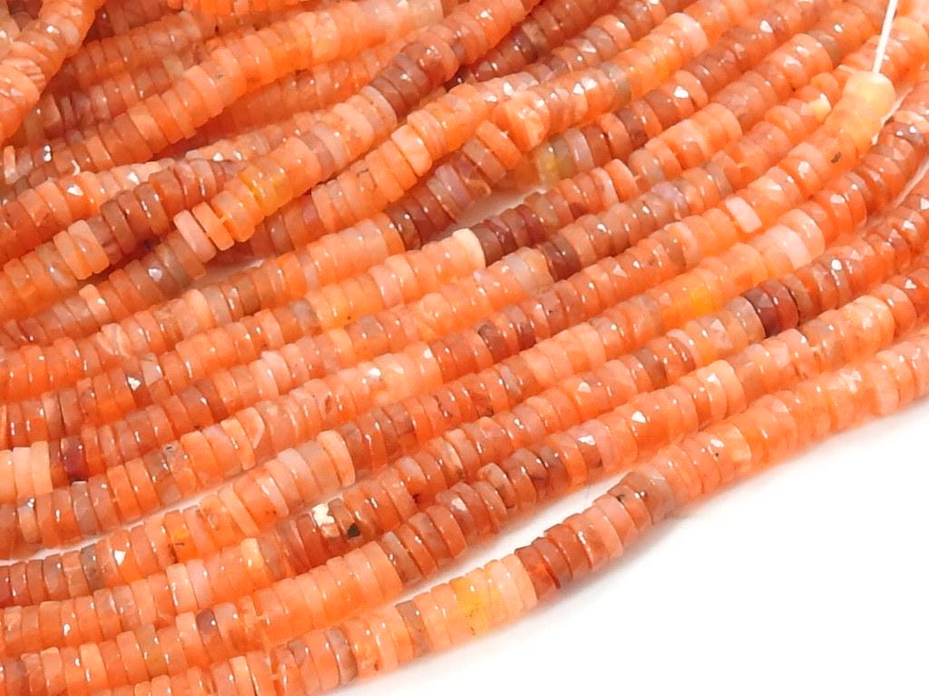 Faceted Carnelian Tire Beads 8 Inch Strand 7mm Wheel Coin Button Shape Jewelry