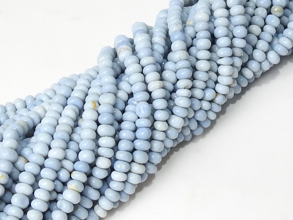 Blue Indian Opal Bead Smooth Polished Roundel Shape 13Inches Strand Wholesaler Supplies Natural Stone WB-6