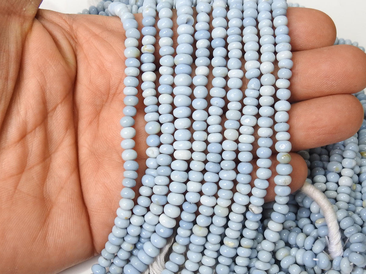 Blue Indian Opal Bead Smooth Polished Roundel Shape 13Inches Strand Wholesaler Supplies Natural Stone WB-6