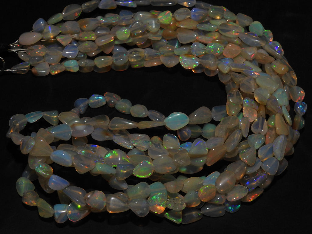Ethiopian Opal Bead-Multi Flashy Fire-Smooth Polished-Tumble Nugget-8Inch Strand 5-7MM Long Approx-Natural Stone MS-EO2
