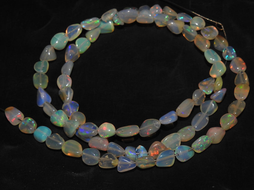 Ethiopian Opal Bead-Multi Flashy Fire-Smooth Polished-Tumble Nugget-8Inch Strand 5-7MM Long Approx-Natural Stone MS-EO2