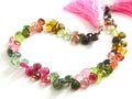 Multi Shaded Tourmaline Faceted Heart Teardrop Beads 9 Inch Strand 6-7mm Jewelry Making PME-BR10