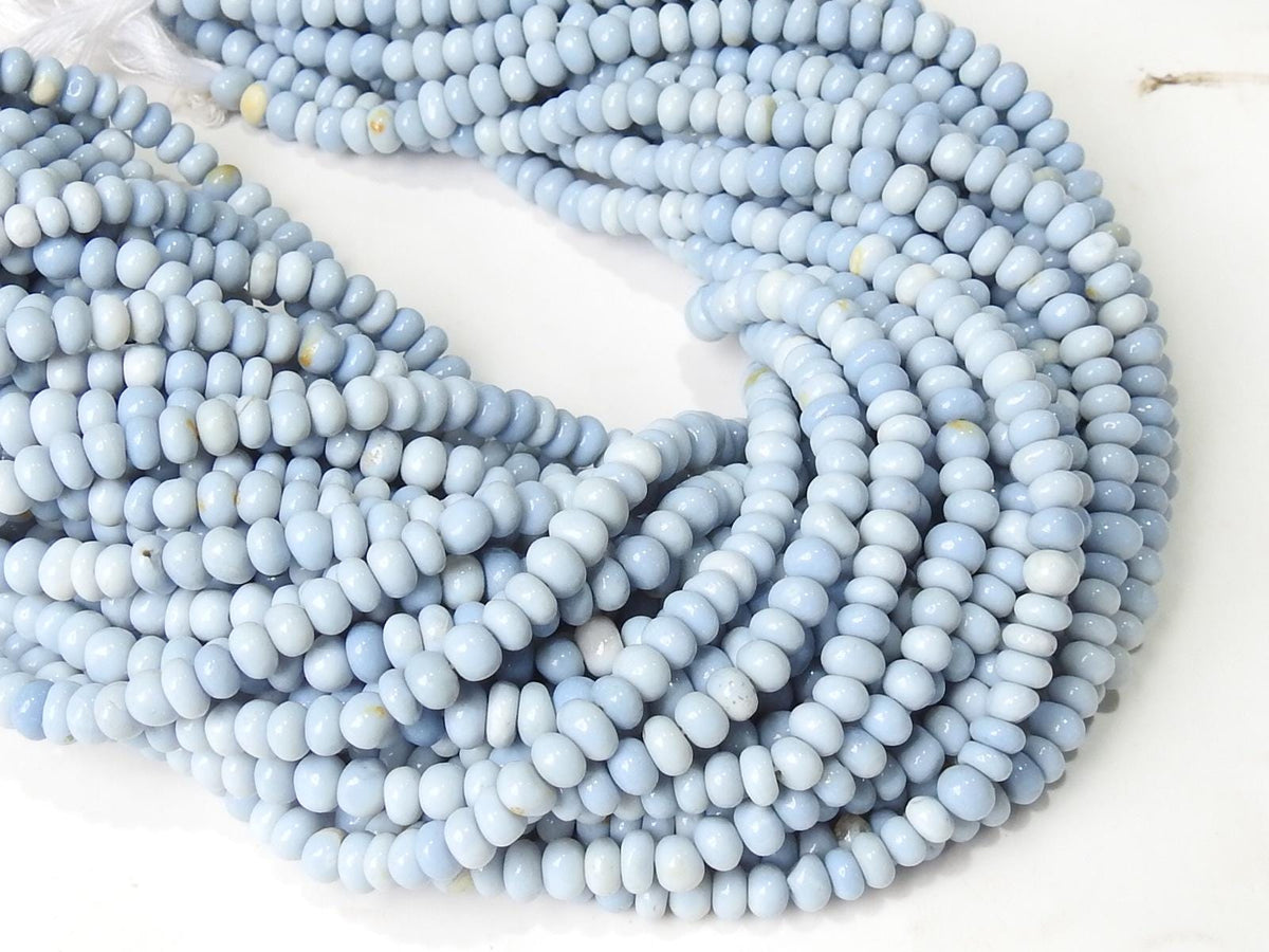 Blue Indian Opal Bead Smooth Polished Roundel Shape 13Inches Strand Wholesaler Supplies Natural Stone WB-6