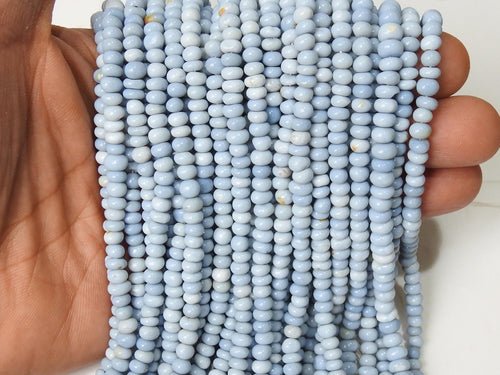 Blue Indian Opal Bead Smooth Polished Roundel Shape 13Inches Strand Wholesaler Supplies Natural Stone WB-6