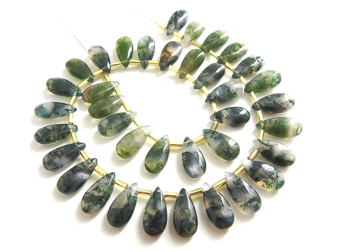 Green Moss Agate Smooth Polished Teardrop 10Piece 15X7MM Handmade Loose Stone For Making Jewelry PME-CY3