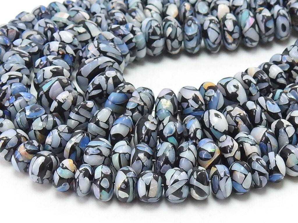 Australian Opal Roundel Bead Multi Fire Smooth Polished, 8 Inches Strand, Stabilized Stone Wholesale Jewelry Making Supply MS