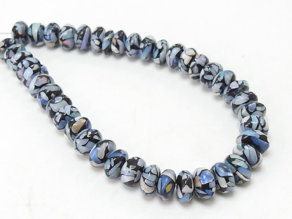 Australian Opal Roundel Bead Multi Fire Smooth Polished, 8 Inches Strand, Stabilized Stone Wholesale Jewelry Making Supply MS