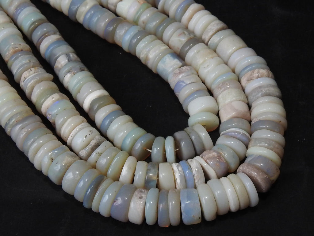 Natural Australian Opal Smooth Tire Beads 16 Inch Strand Multi Shaded Wheel Coin