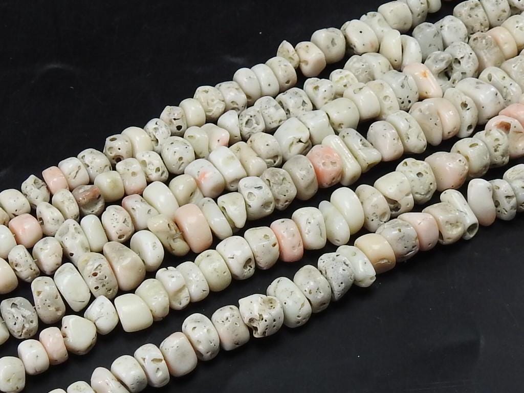 Natural White Coral Polished Rough Beads 4-8mm Organic Stone 16 Inch Jewelry Strand CR1