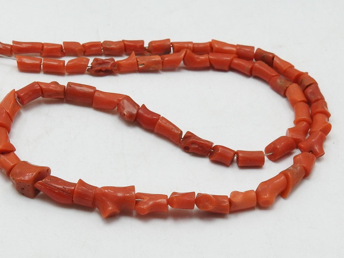 Red Coral 6-7mm Long Polished Tumble Nugget Tube Irregular Shape Beads 16" Strand Natural Stone Jewelry Making Craft Supply WM-CR2