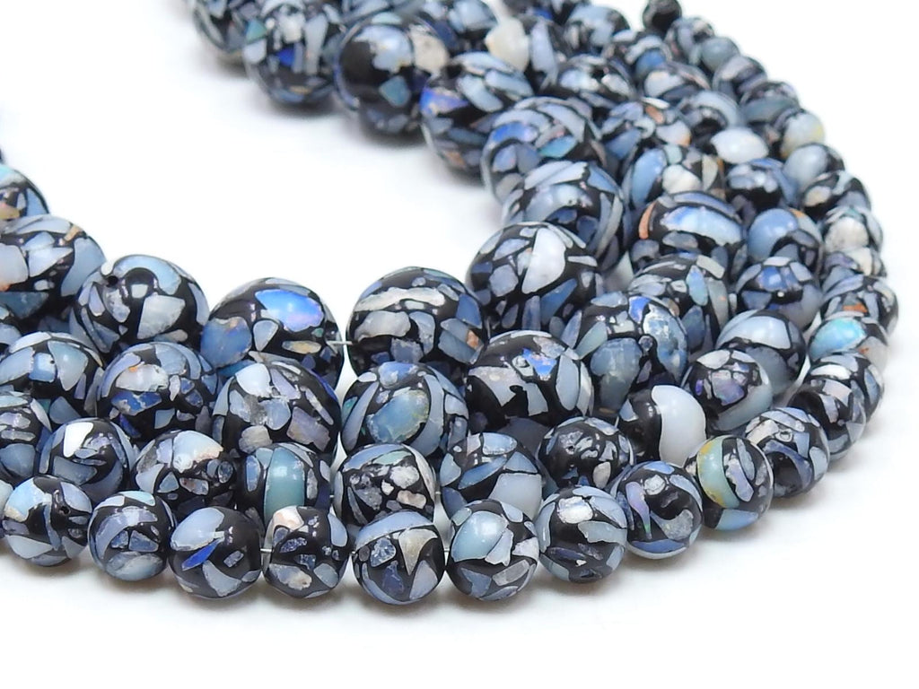 Mosaic Opal Beads - Round Gemstone Beads for Jewelry Making