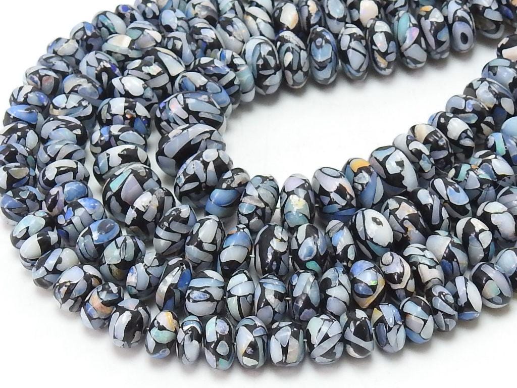 Australian Opal Roundel Bead Multi Fire Smooth Polished, 8 Inches Strand, Stabilized Stone Wholesale Jewelry Making Supply MS